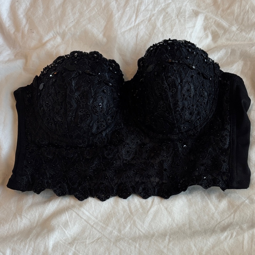 Windsor Black Sequin Lace Bandeau